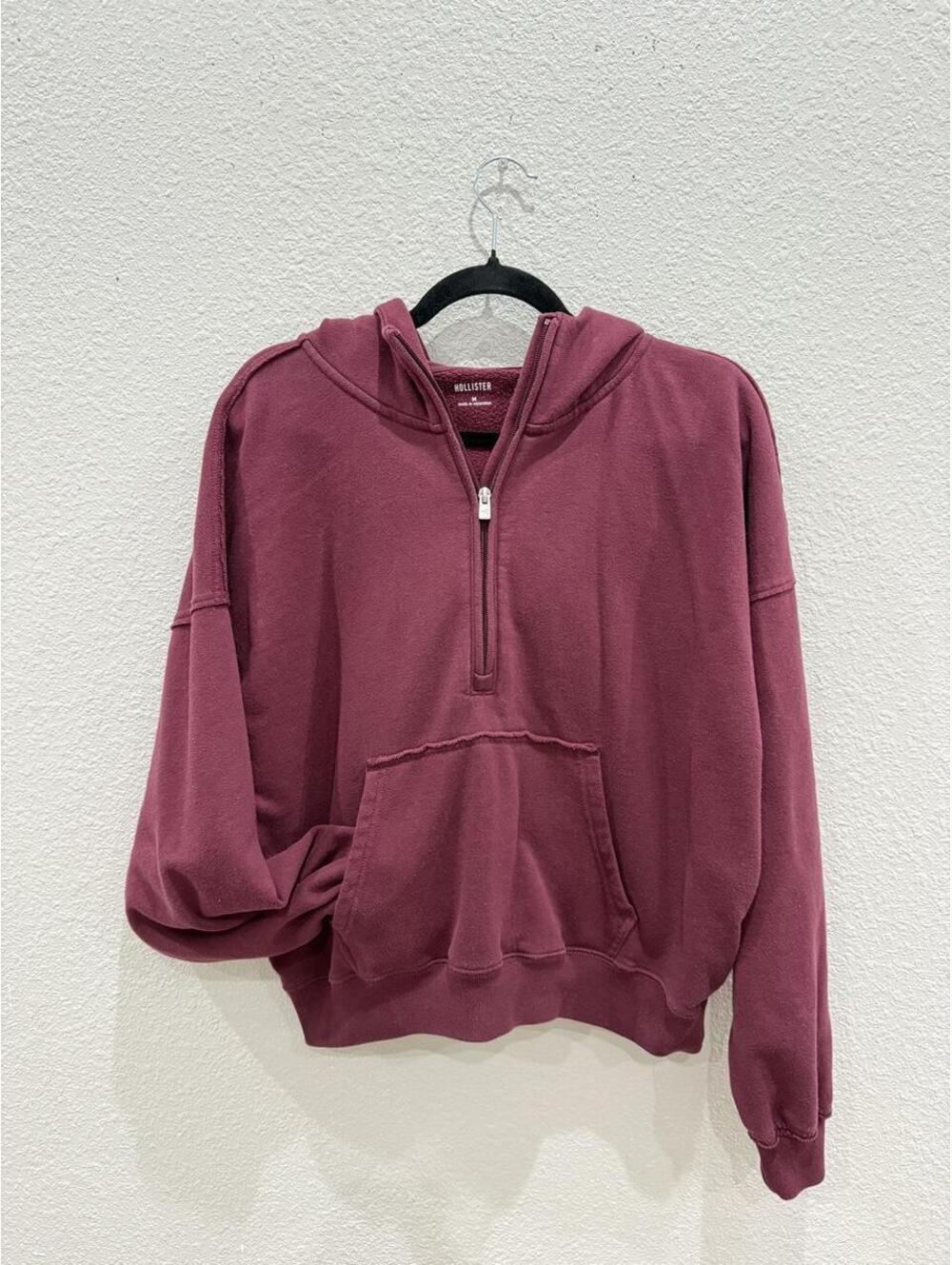 Hollister Mauve Half-Zip Hooded Sweatshirt – Medium